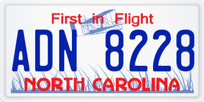 NC license plate ADN8228