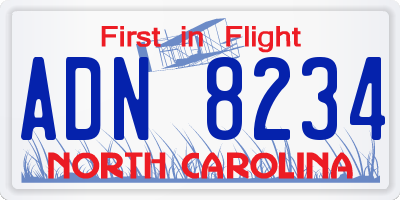 NC license plate ADN8234