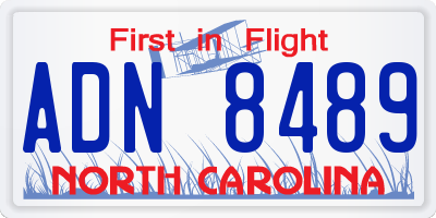 NC license plate ADN8489