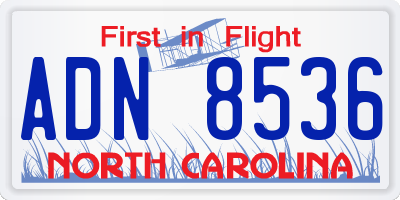 NC license plate ADN8536