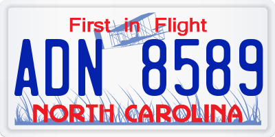 NC license plate ADN8589