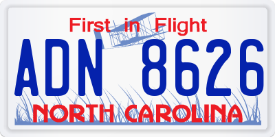 NC license plate ADN8626