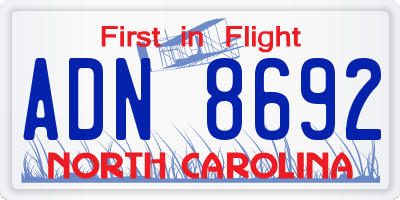 NC license plate ADN8692