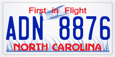 NC license plate ADN8876