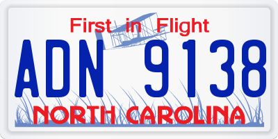 NC license plate ADN9138