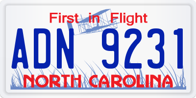 NC license plate ADN9231