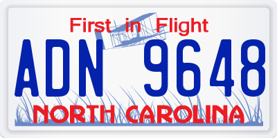 NC license plate ADN9648