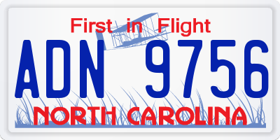 NC license plate ADN9756