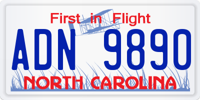 NC license plate ADN9890