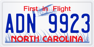 NC license plate ADN9923