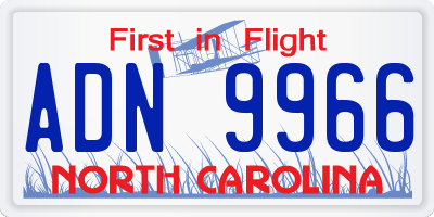 NC license plate ADN9966