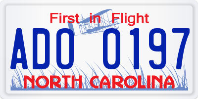 NC license plate ADO0197