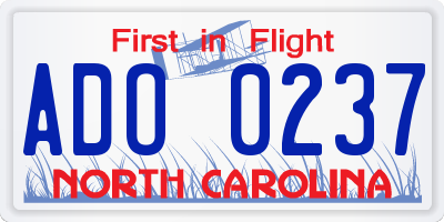 NC license plate ADO0237