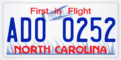 NC license plate ADO0252