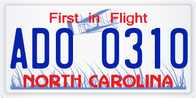 NC license plate ADO0310