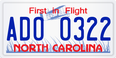 NC license plate ADO0322