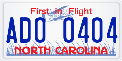 NC license plate ADO0404