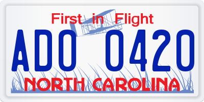 NC license plate ADO0420
