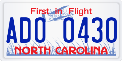 NC license plate ADO0430