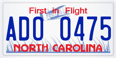 NC license plate ADO0475