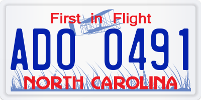 NC license plate ADO0491
