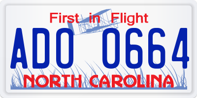 NC license plate ADO0664