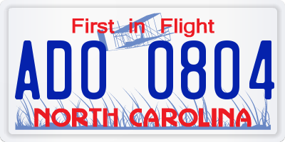 NC license plate ADO0804