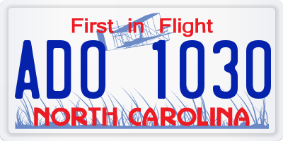 NC license plate ADO1030