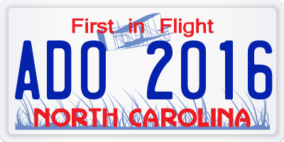 NC license plate ADO2016