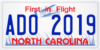NC license plate ADO2019