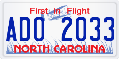NC license plate ADO2033