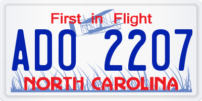 NC license plate ADO2207