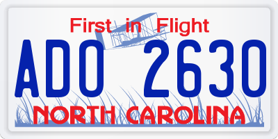 NC license plate ADO2630