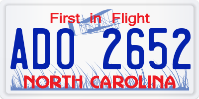 NC license plate ADO2652