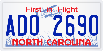 NC license plate ADO2690