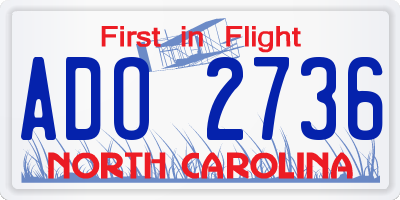 NC license plate ADO2736