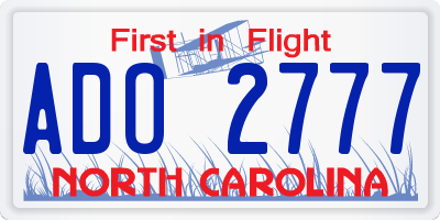 NC license plate ADO2777