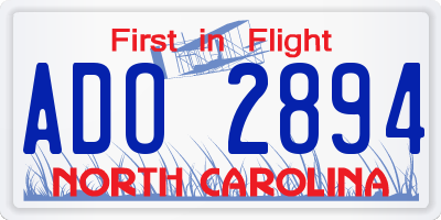 NC license plate ADO2894