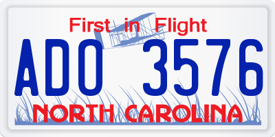 NC license plate ADO3576