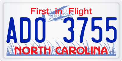 NC license plate ADO3755