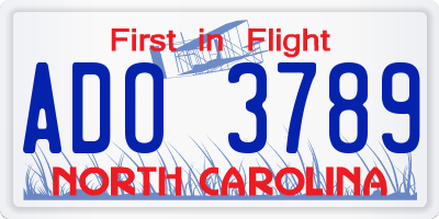 NC license plate ADO3789