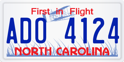 NC license plate ADO4124