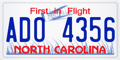 NC license plate ADO4356