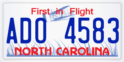 NC license plate ADO4583