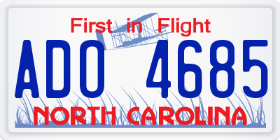 NC license plate ADO4685