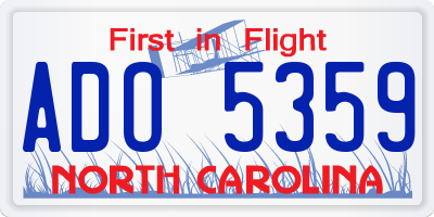 NC license plate ADO5359