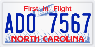 NC license plate ADO7567