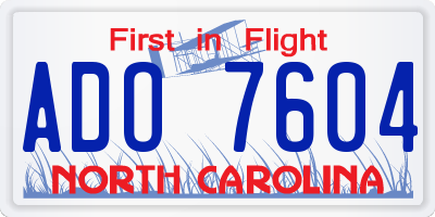 NC license plate ADO7604