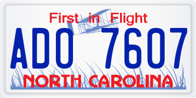 NC license plate ADO7607