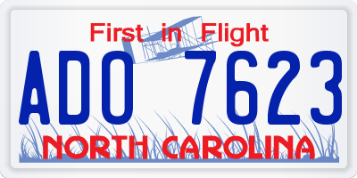 NC license plate ADO7623